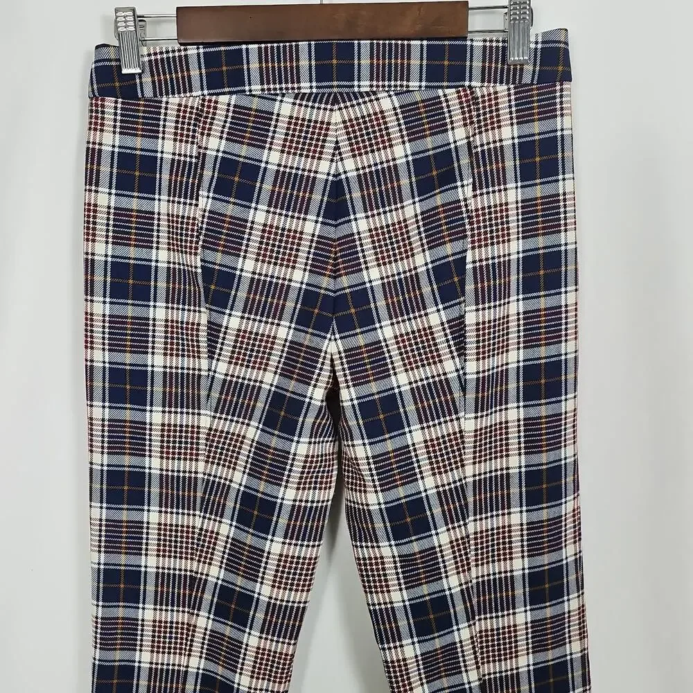 Tory Burch Garrett Tartan Plaid Trouser Pants Women Size 2 Straight Leg